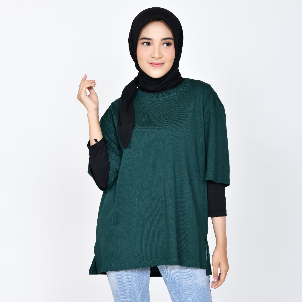 Kaos Polos Oversize Pria & Wanita hijau botol terlaris