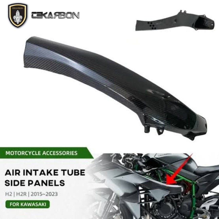 TEKARBON carbon fiber air intake tube body samping kawasaki ninja h2 h2 sx se h2sx h2se original car