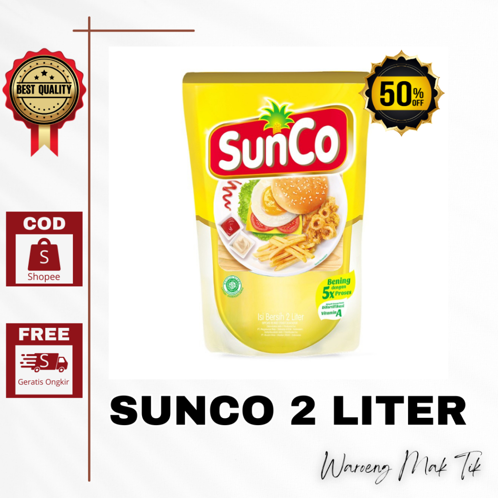

SUNCO Minyak Goreng Sawit Pouch 2 Liter Geratis Ongkir Bayar Ditempat