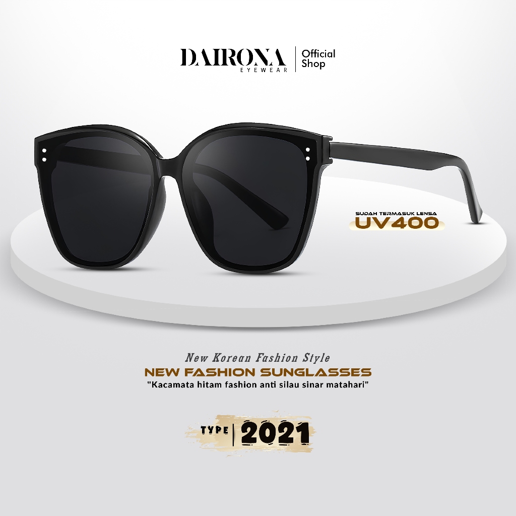Dairona Eyewear Kacamata Hitam Wanita Anti Silau UV400 Polarized Sunglasses GM Gaya Korea Bentuk Kot