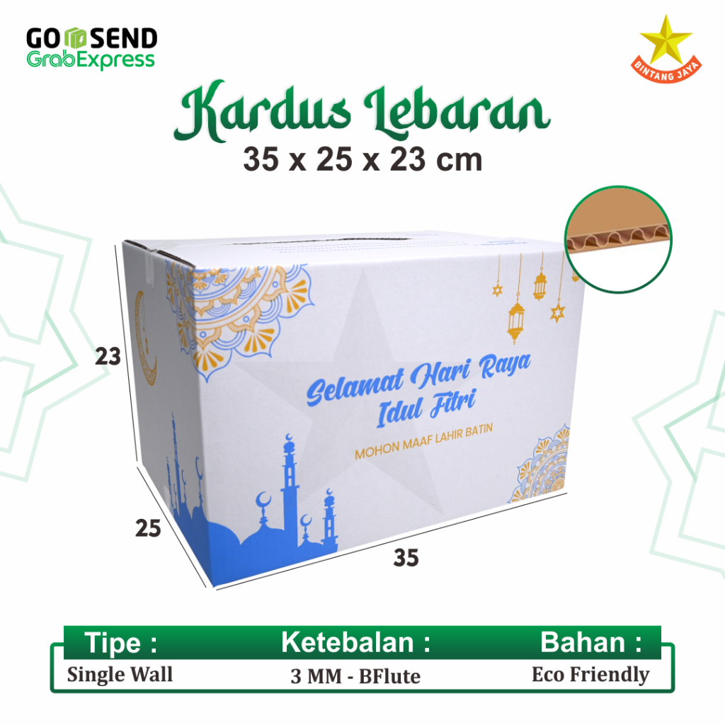 

KARDUS PARSEL LEBARAN 35X25X23 / BOX PARCEL / PAKET SEMBAKO / DUS IDUL FITRI / HAMPERS - EID MUBARAK - PAKET SEMBAKO BERAS 5 KG - 35 X 25 X 23 PUTIH COKLAT