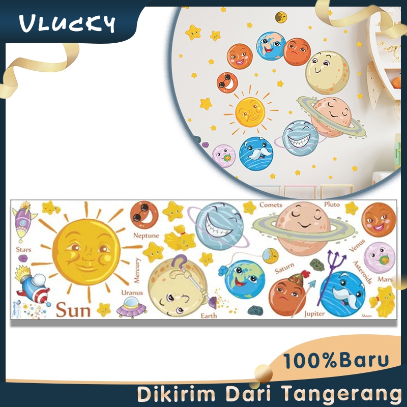 Wall Stiker Dinding Anak Stiker Dinding Planet Anak-anak Kamar Tidur Ornamental