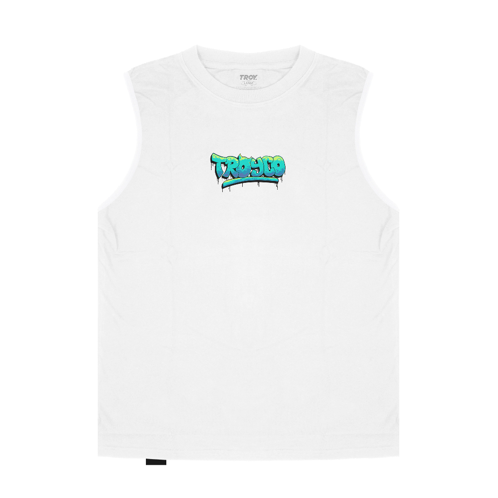Troy Company Tshirt Singlet White Water Horn - Kaos Pria Tanpa Lengan Putih TS 2911