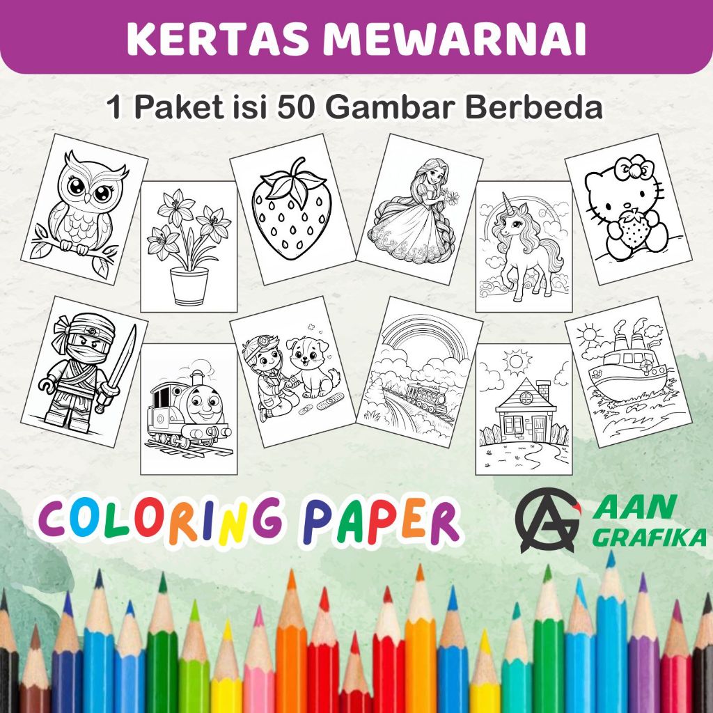 

Lembar Kertas Mewarnai Anak Gambar Mewarnai Coloring Paper Kartun Untuk Usia 2 3 4 5 6 Tahun PAUD atau TK