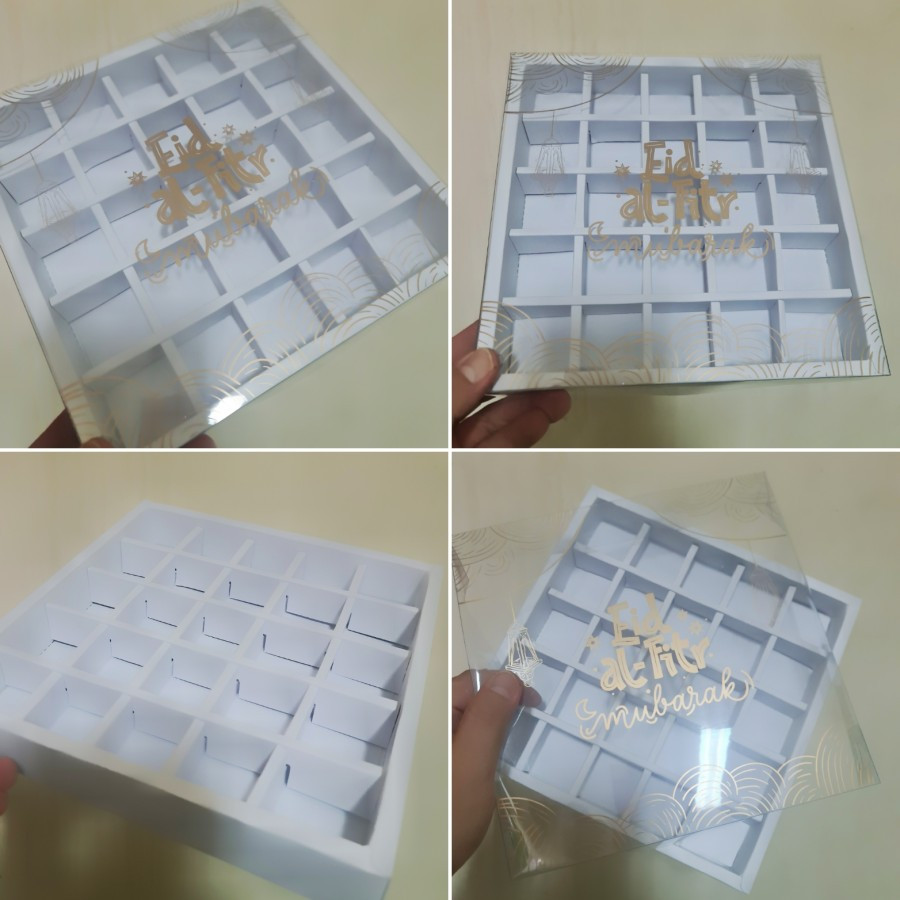 

5 Pcs Dus Packaging Brownies Mini Hampes Lebaran Idul Fitri Al Fitr Putih Sekat 25 Ukuran 21.5 x 21.5 cm x 3.5cm
