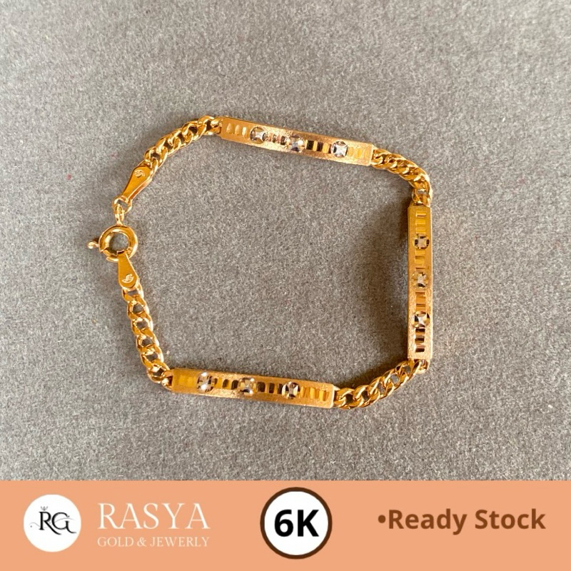 Gelang Rantai Plat Anak Kadar 300 / 6K Gelang Emas Plat 1 gr