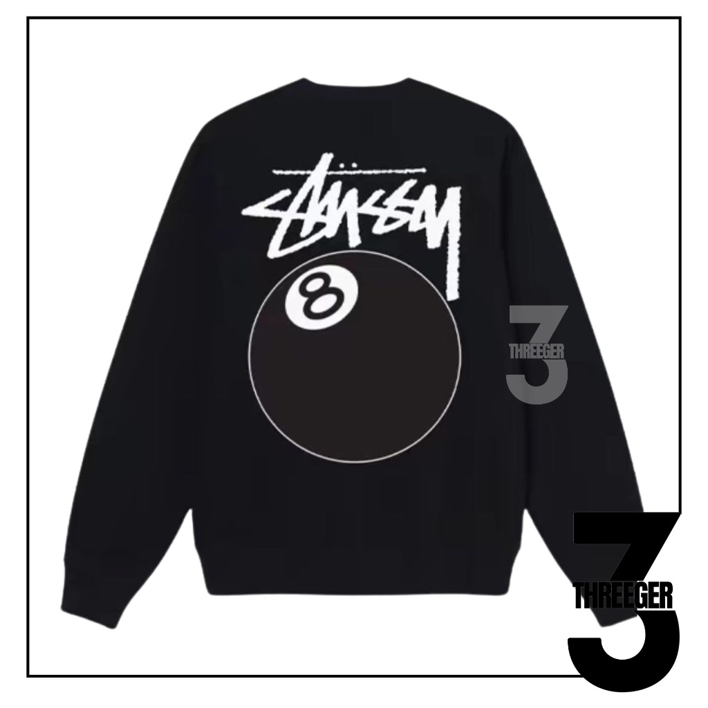 Stussy 8 Ball Crewneck Black Original Authentic