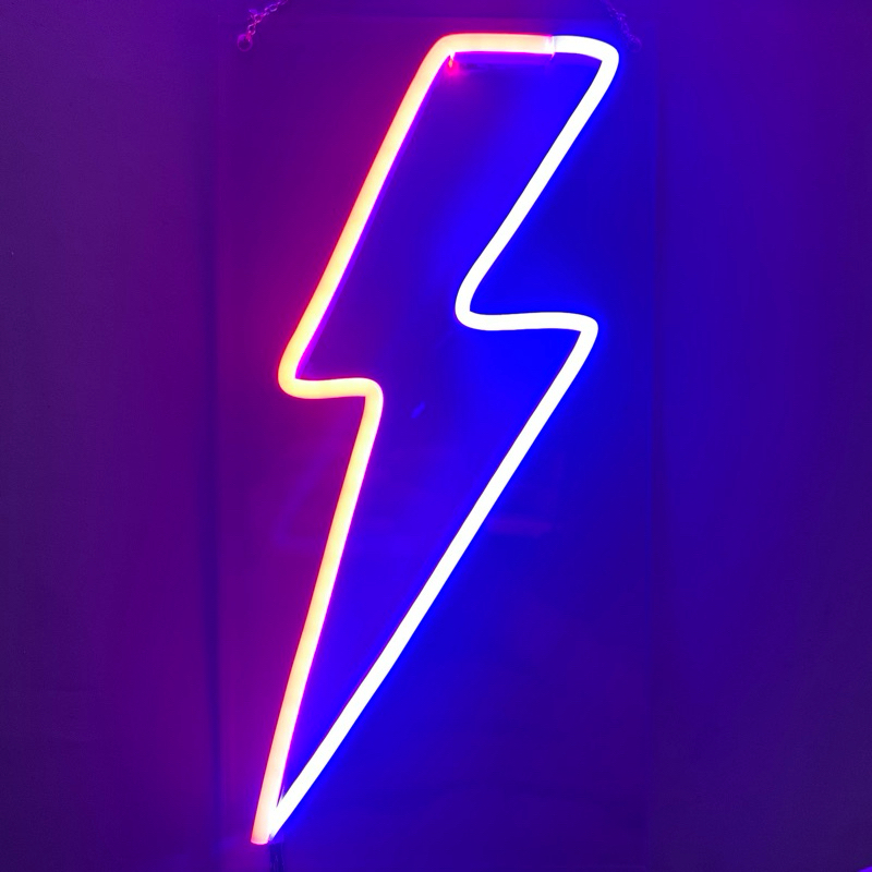 Lampu neon flex PETIR 2 WARNA, lampu neon sign hias dekorasi kamar gaming room estetik model thunder