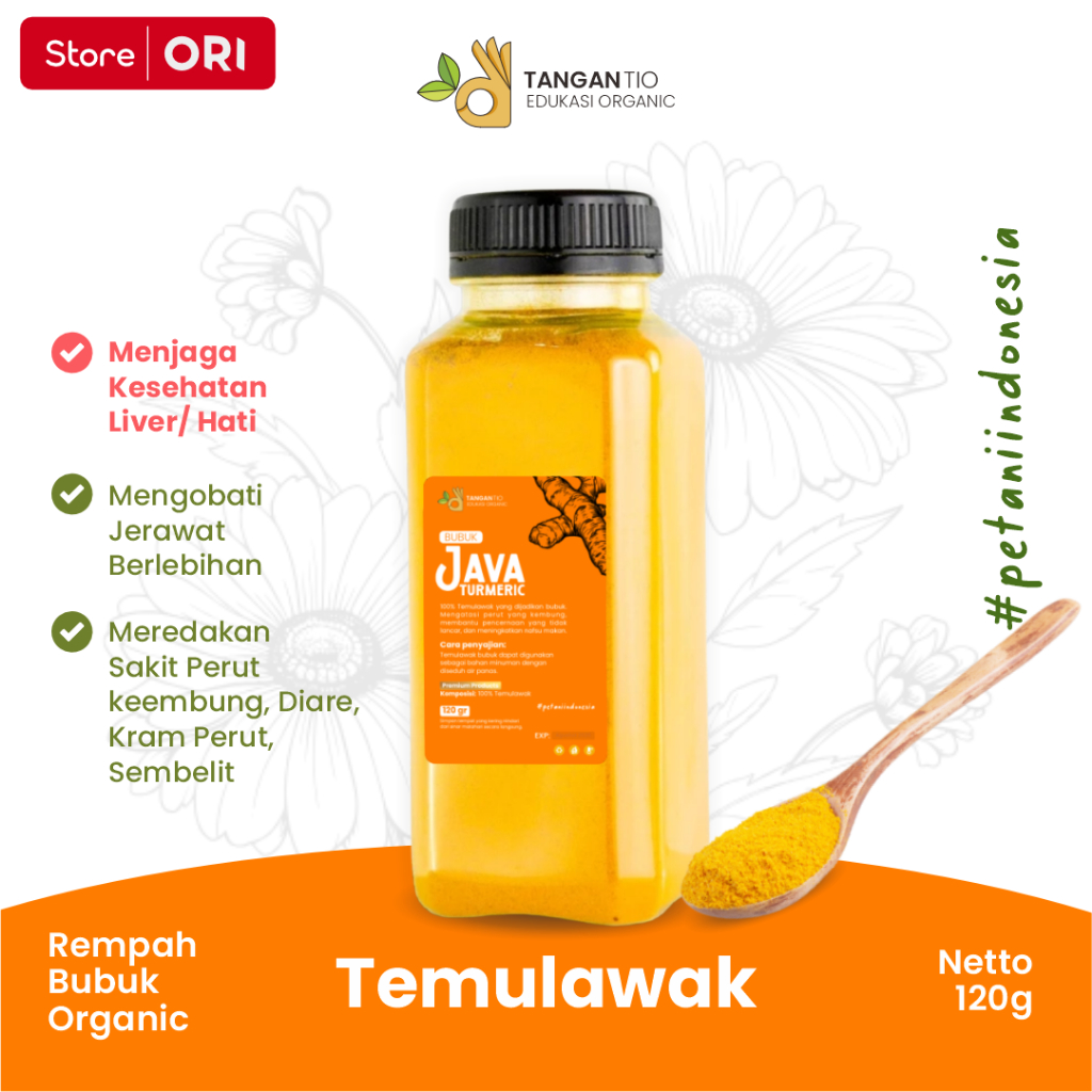 

SARI BUMI - Temulawak Bubuk Herbal JAVA TURMERIC 120gr / Obat Liver Berlemak, Hepatitis, Maag, Diare