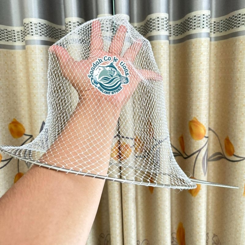 Serok seser jaring ikan anyam kecil rajutan tangan stainles padat