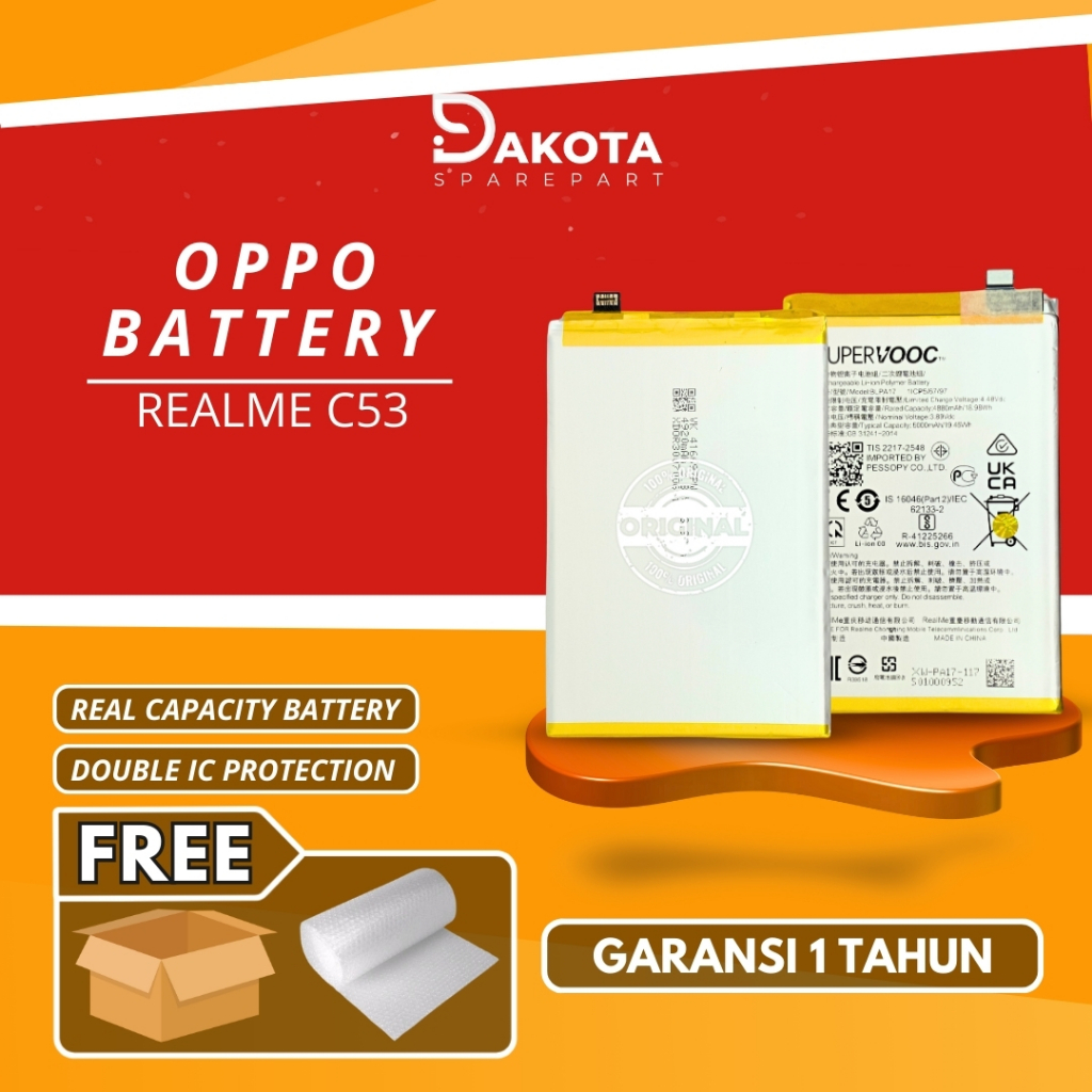 [ORIGINAL] BATERAI / BATTERY / BATRE REALME C53 / BLPA17 ORI