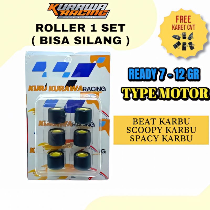 ROLLER 1SET (6pcs) KURAWA RACING (Beat Karbu/Scoopy Karbu/Spacy Karbu) | CVT |