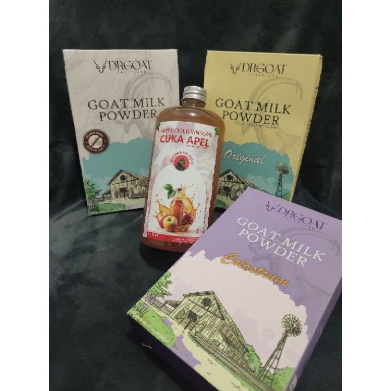 

Paket Sehat Susu Kambing Etawa DRGoat + Cuka Apel cap Kurma naik daun 500ml