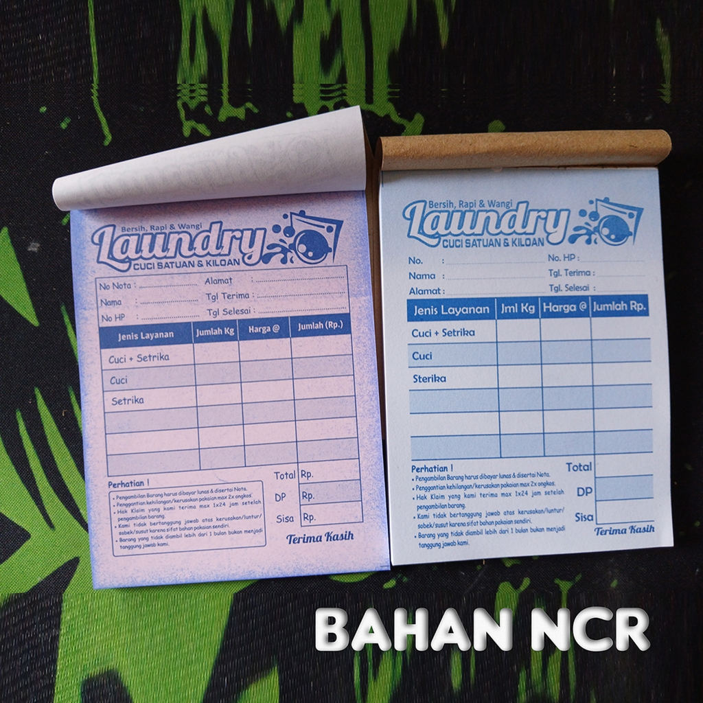 

Nota Laundry Mini NCR 2 Ply Isi 50 Sheet 1/8 Folio (10,5x8 cm)
