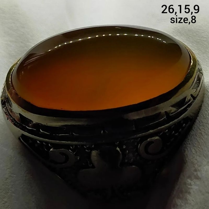 Cincin batu akik asli cempaka madu antik top hq  natural (asli alam)