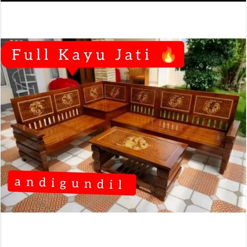 kursi tamu minimalis Jati kursi sudut robot minimalis Jati kursi sofa sudut Jati kursi tamu Jati mej