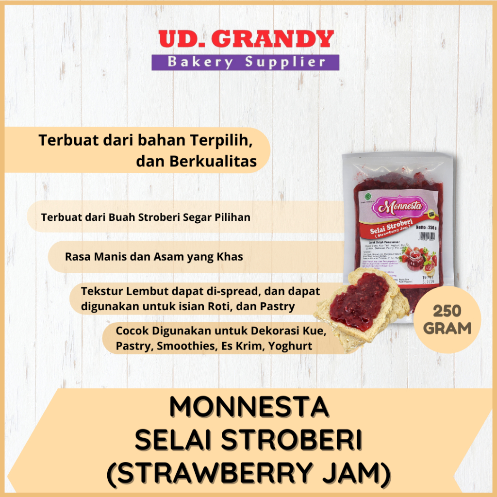 

Monnesta Selai Stroberi Jam, Selai Bluberi Jam 250g
