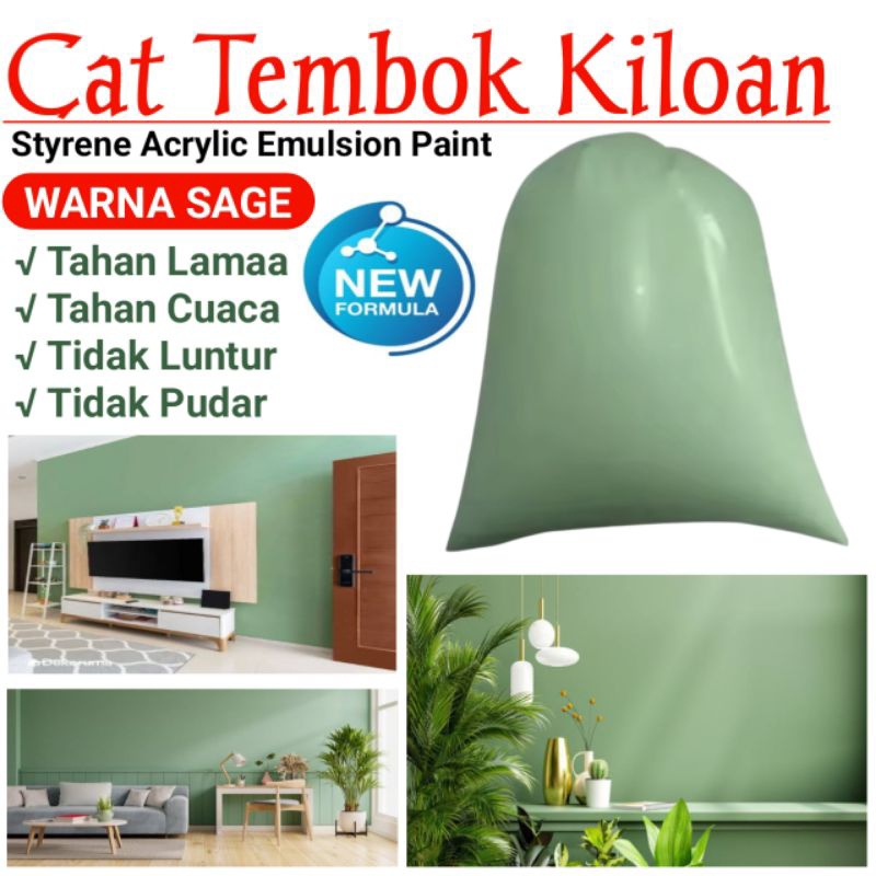 cat tembok kiloan 1kg warna hijau sage exterior interior