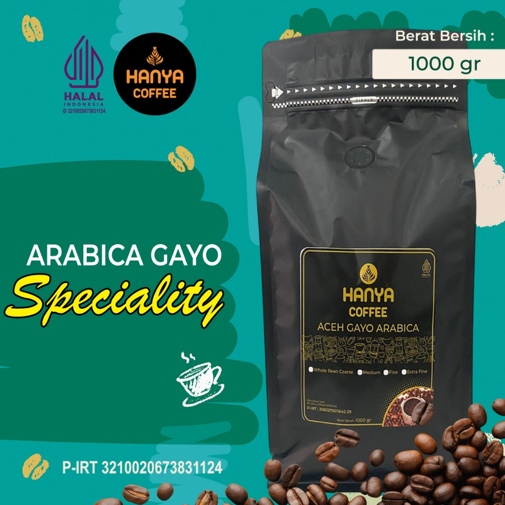 

Kopi Arabika Gayo Specialty roasting Bean 1000 gram - Hanya Coffee