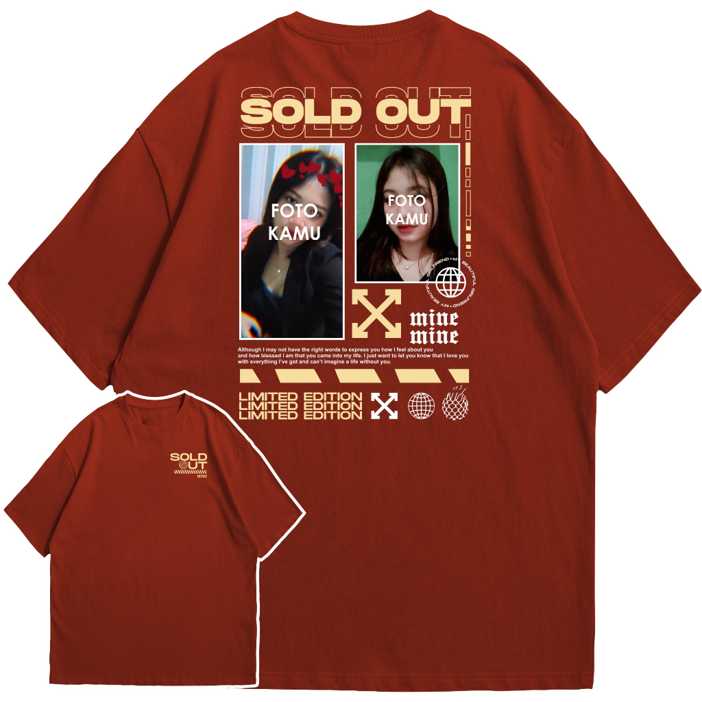 Kaos Sablon Custom Foto Bucin Streetwear Design 007 Pria Wanita Baju Couple Pasangan Kaos Sold Out M