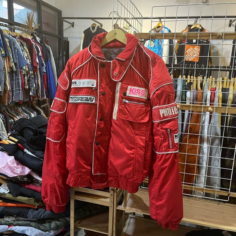 VINTAGE KISS RACING JAPAN BIKERS RIDING WITH PROTECTOR JACKET