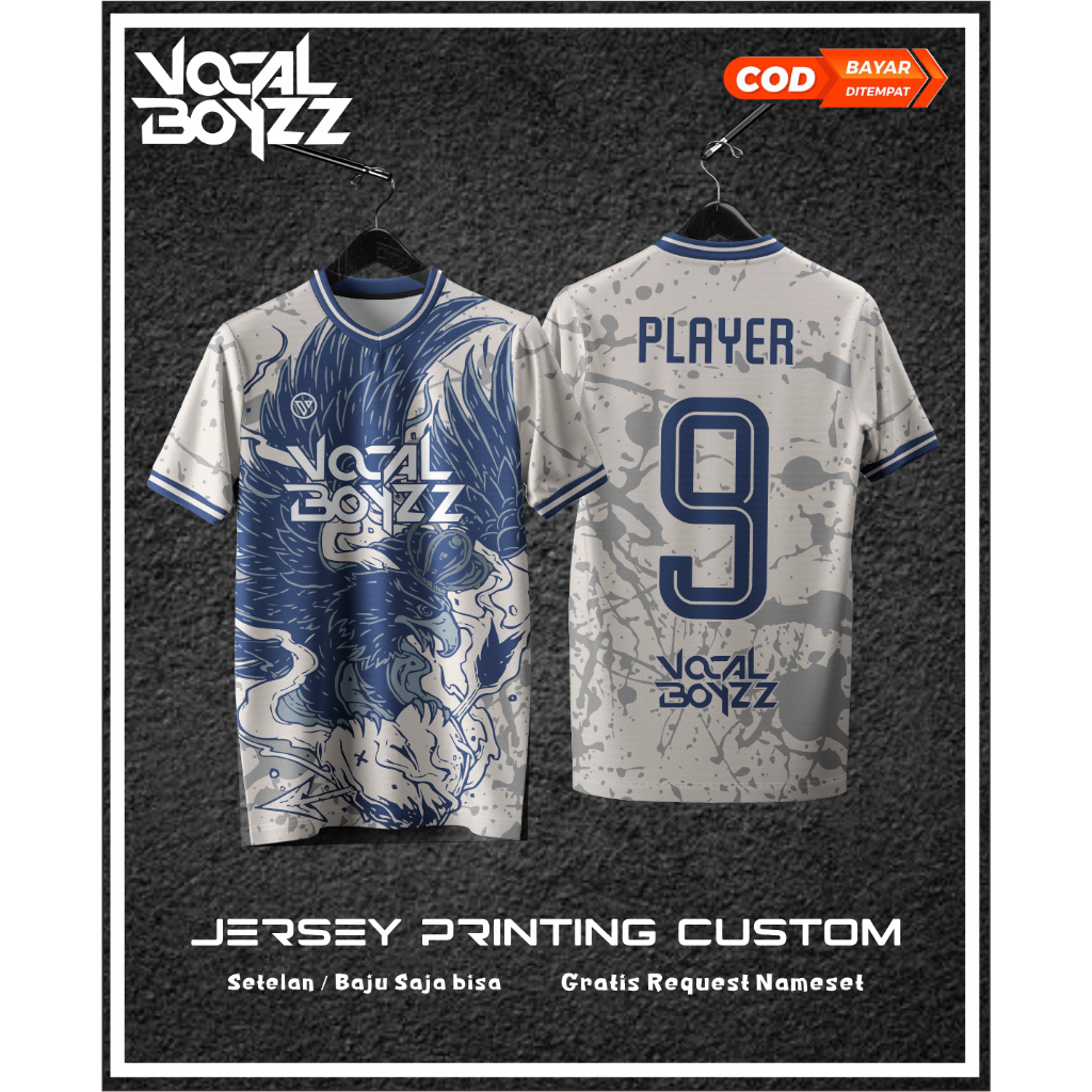 Vocal Jersey Futsal Baju Bola Printing Custom Gratis Request Nama Nomor Punggung