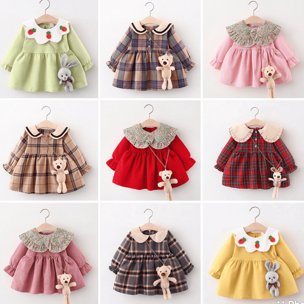 Stok terbatas INCESSBABY Dress Korea Anak Bayi Perempuan Dress Anak Perempuan Gaun Dress Bayi Natal