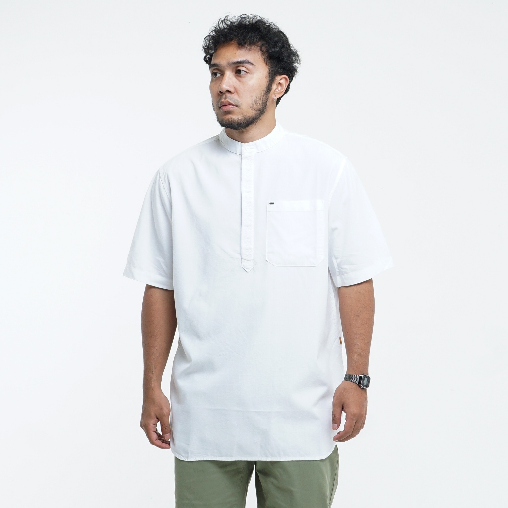 Baju Koko Original MGEE - Baju Koko Panjang Lengan Pendek Pria Original MGEE Adam CKRR 005 White
