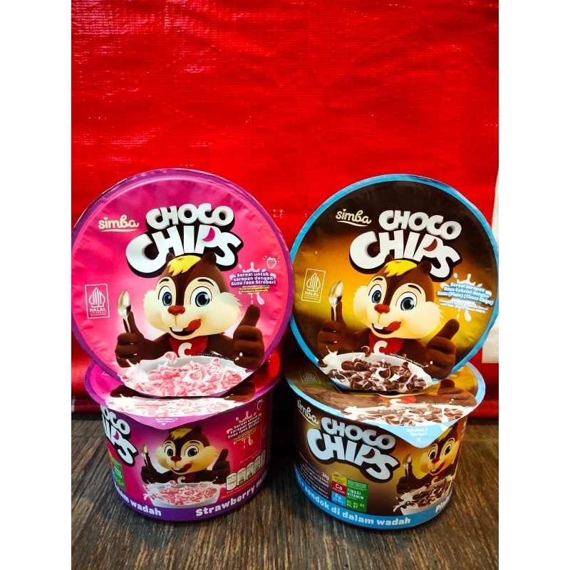 

Simba choco chips susu putih/strawberry cup 34gr