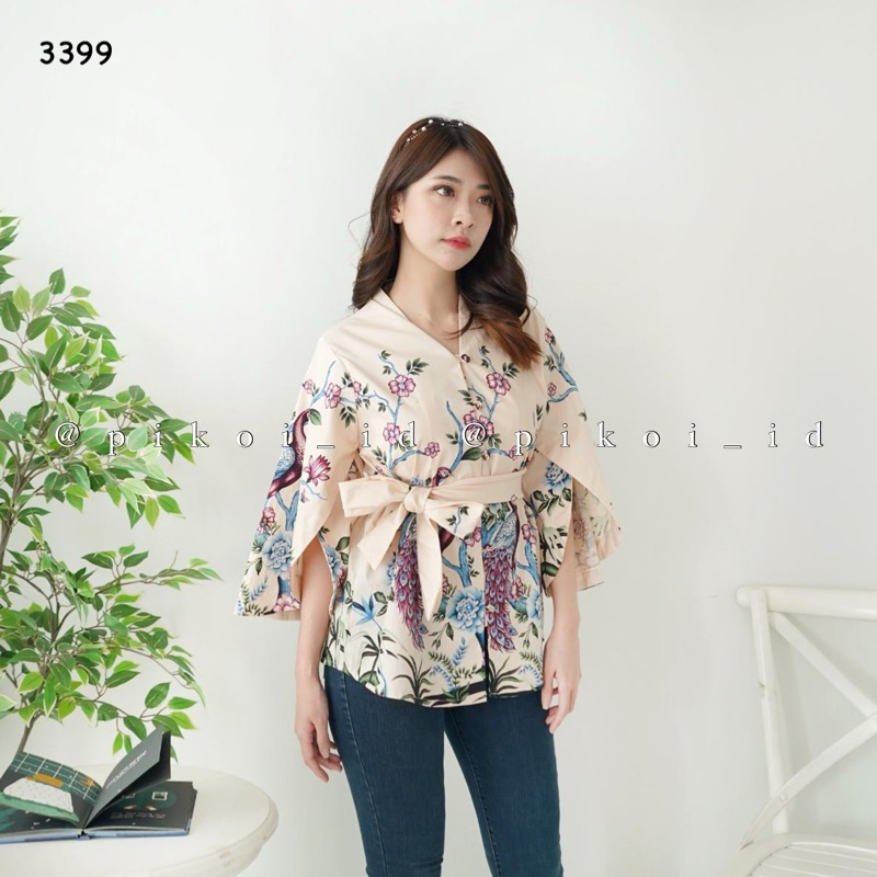 KLPB Couple Batik Modern / Sarimbit Batik Imlek Kekinian / Dress Couple Batik CREAM KENZO Dwjl