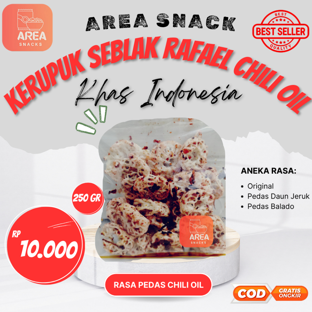 

KERUPUK RAFAEL PEDAS CHILI OIL DAUN JERUK 250 GRAM ENAK GURIH DAN PEDAS CEMILAN FOOD MAKANAN PEDAS