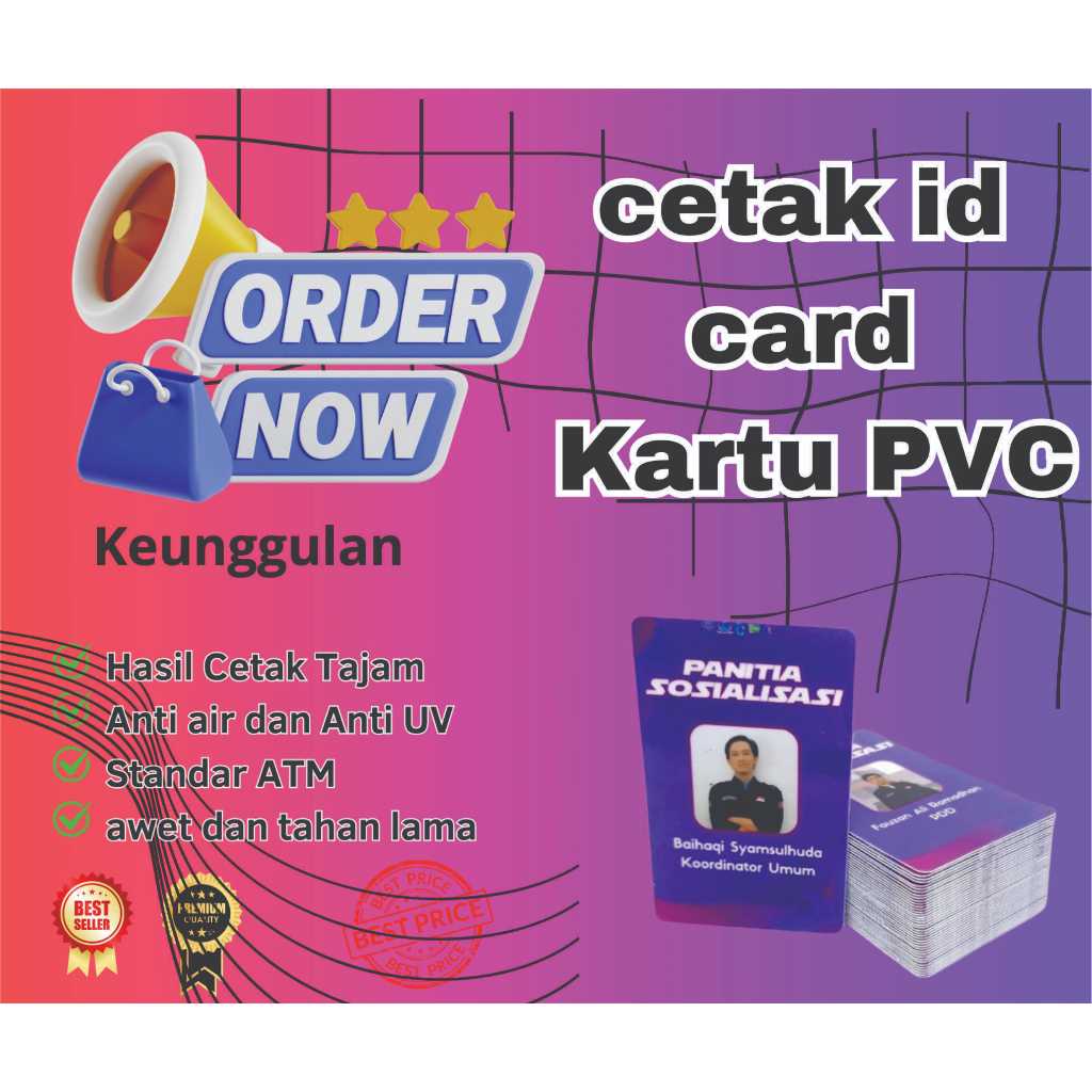 

CETAK ID CARD KARTU PEGAWAI KARTU MEMBER KARTU ANGGOTA PVC CARD 2 SISI