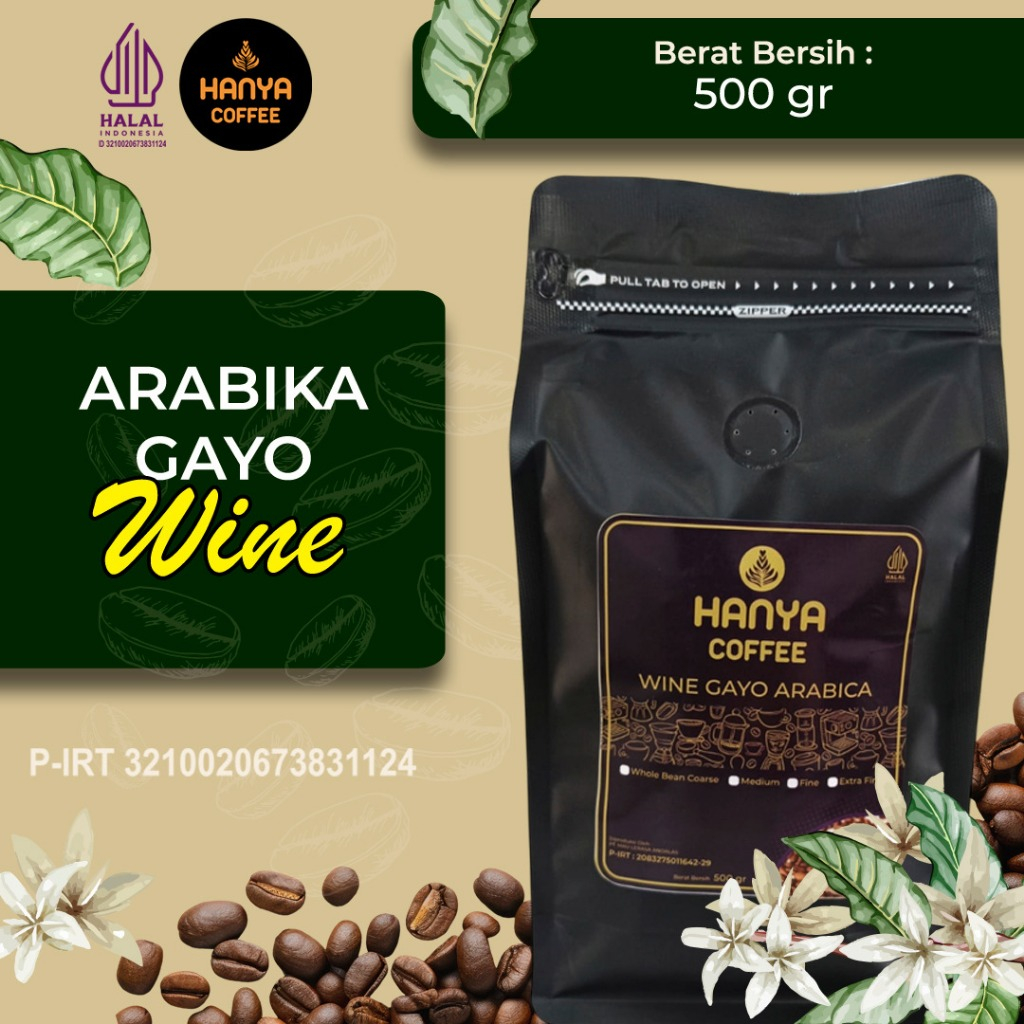 

Kopi Arabika Wine Aceh Gayo Fermentation Wine Roasted Beans 500 gram - Hanya Coffee