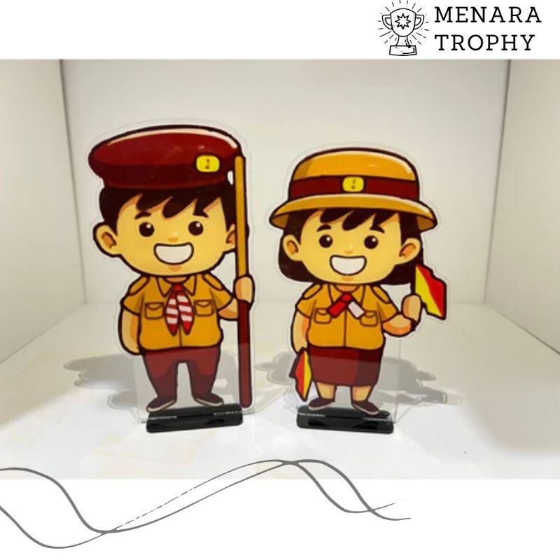 Piala Pramuka Akrilik Custom Piala Anak Pramuka Piala Jambore Pramuka Figur Piala Pramuka