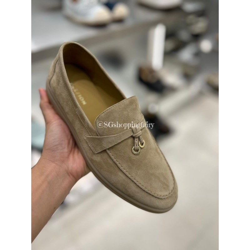 PRE ORDER - PAZZION ORIGINAL PHOENIX KNOT DETAIL SUEDE LOAFERS KHAKI