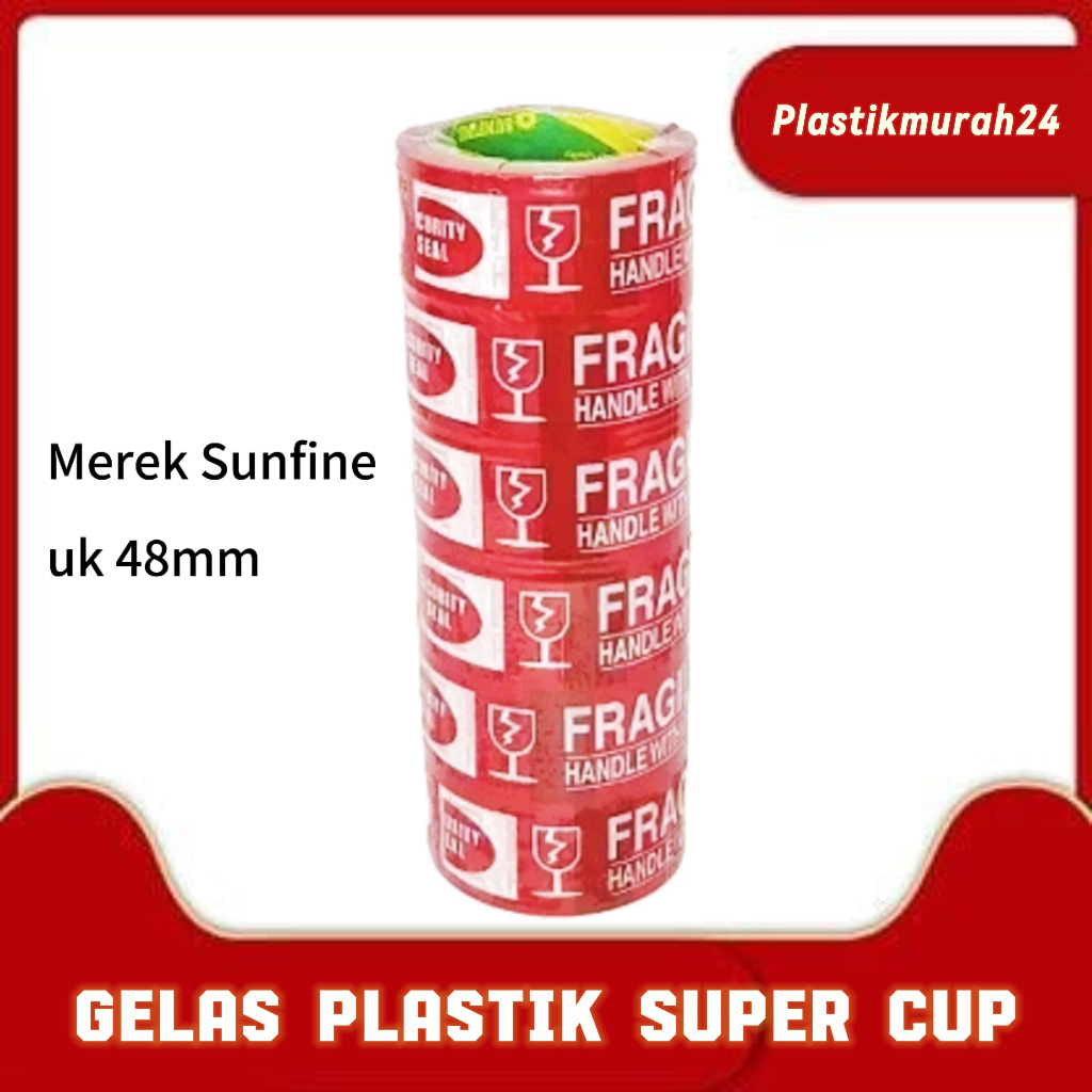 

lakban fragile / isolasi fragile sunfine / isolasi fragile 48mm x 72 yard / lakban fragile 72 yard / lakban packing / isolasi packing