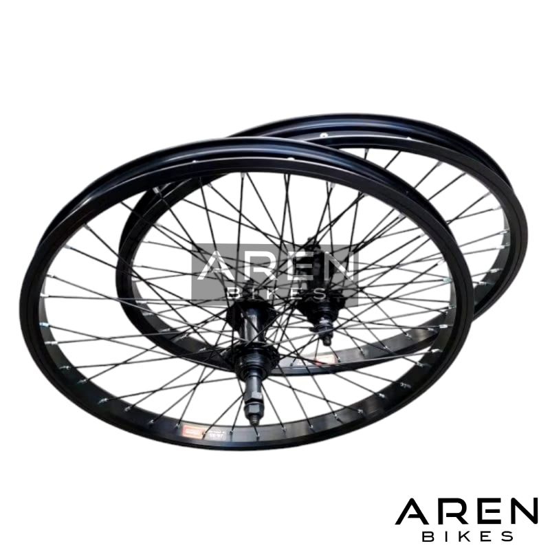 WHEELSET SEPEDA 20 INCH ARAYA JA25 LUBANG 36 HOLE 36H VELG RIM RIMS HUB FREEHUB JARI RODA BMX LIPAT 