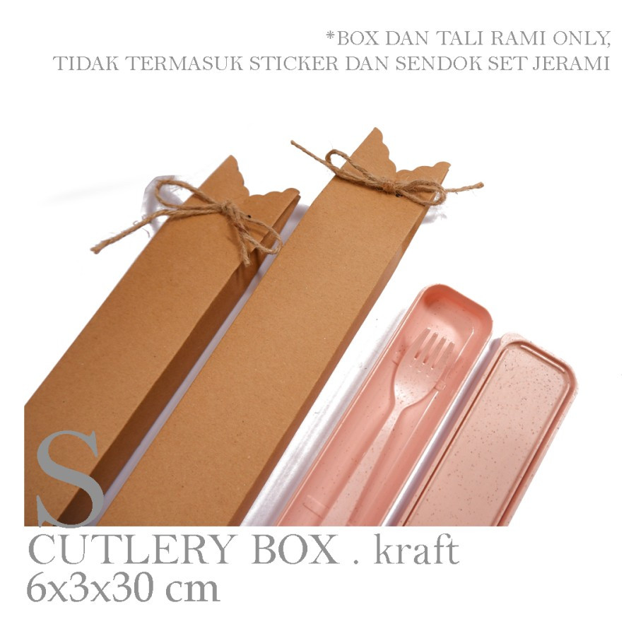 

10 Pcs Box Souvenir Cutlery Set Bahan Kraft 280gr Ukuran 6x3x30 cm
