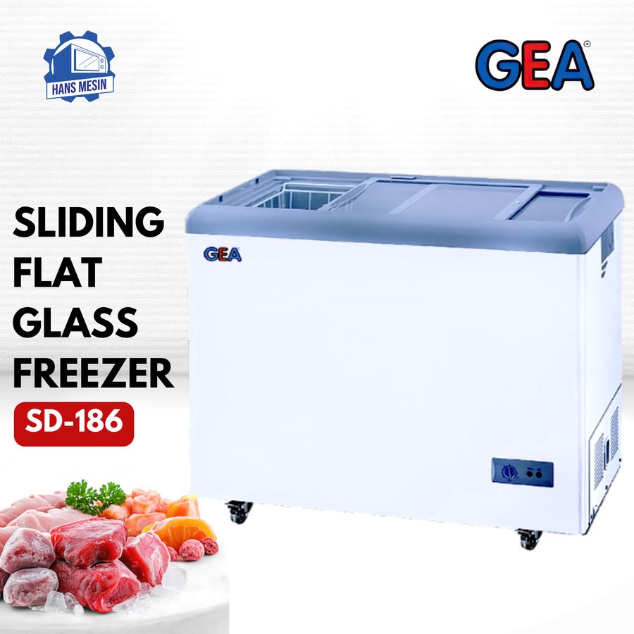 SLIDING FLAT GLASS FREEZER (GEA) SD-186 / Freezer GEA Pintu Kaca 186 L