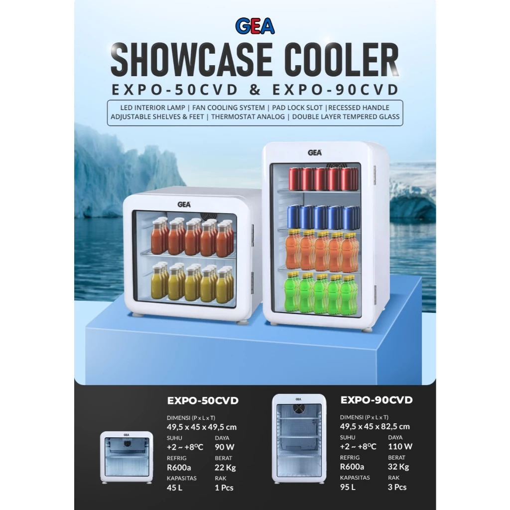 GEA EXPO50CVD Mini Showcase 45 Liter 90 Watt Display Chiller