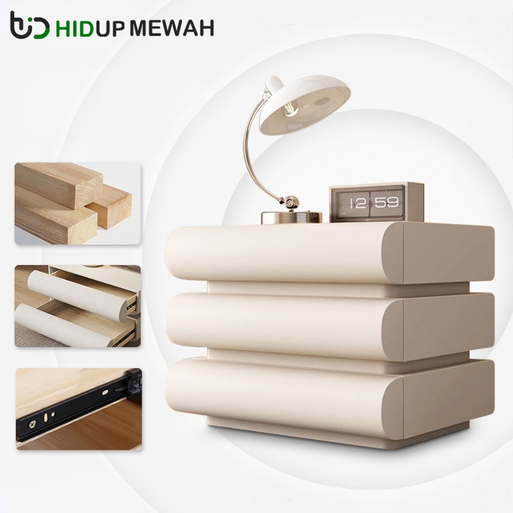 HID Meja Nakas Kayu 3 Laci Bedside Table Meja Sudut Kamar Tidur Lemari Penyimpanan