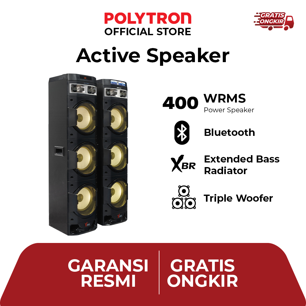 POLYTRON Speaker Aktif Bluetooth Karaoke 10 Inch PAS 10DF38