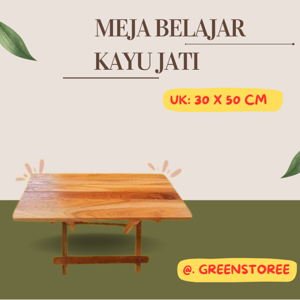 Meja Belajar / Meja Lipat Kayu Jati Besar 30 x 50