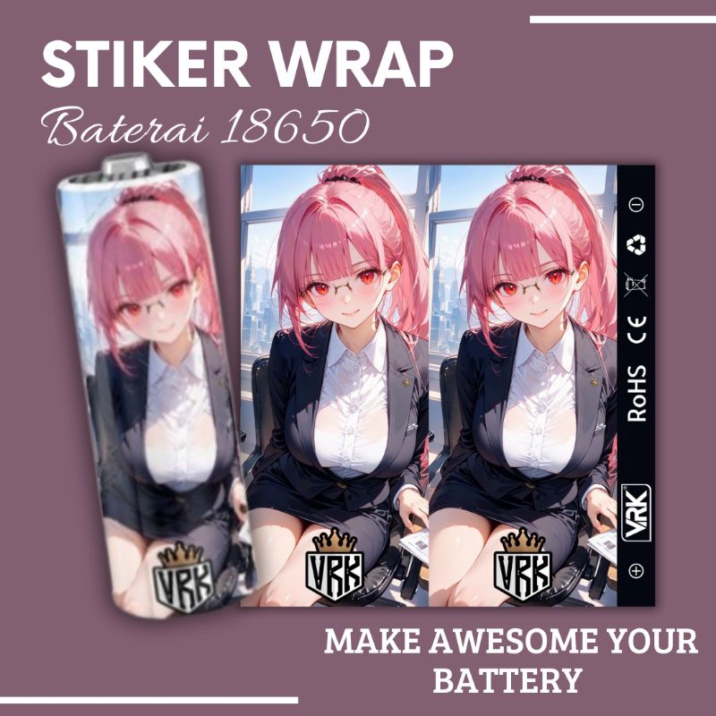 

FAMSTORE - Pelindung Baterai - Stikerskin Wrap Baterai 18650 Motif Waifu v12 Full Motif Desain Dan Anti Gores