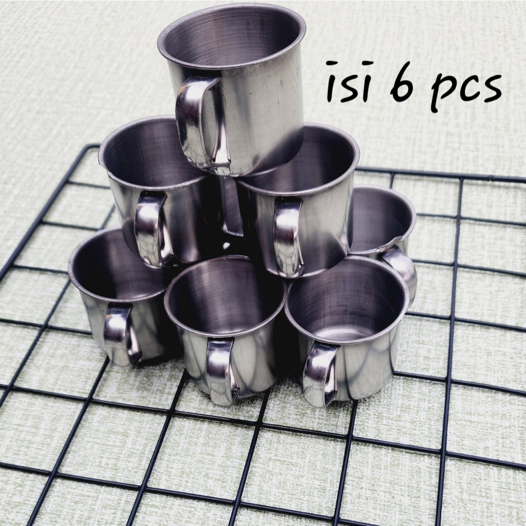 GELAS CANGKIR MUG ENAMEL STAINLESS 7 CM 6 CM KOPI TEH SOUVENIR MURAH