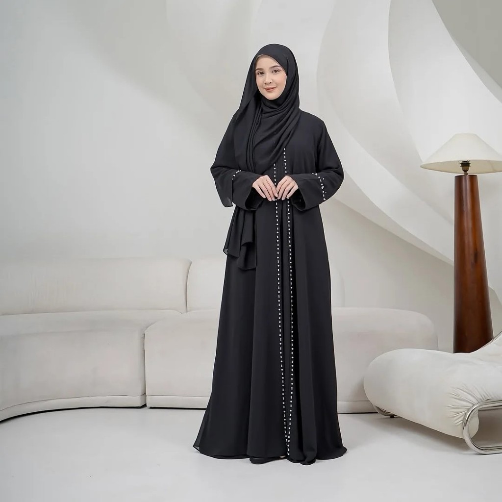 Kamalia abaya sultan model mewah turki Ceruty Babydoll full furing Aksen Payet mutiara wanita remaja