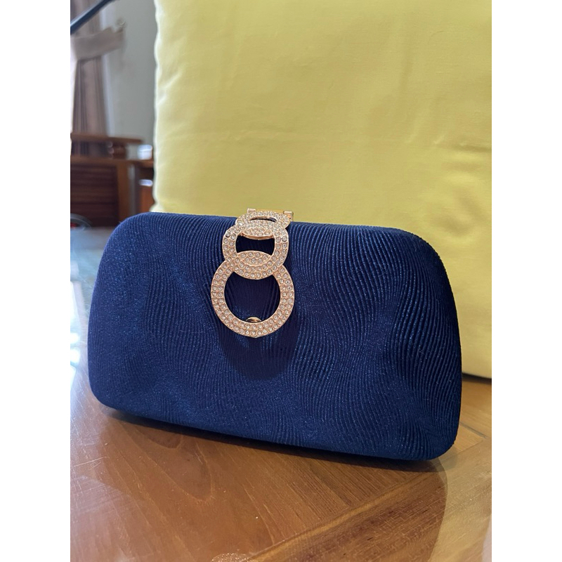 Preloved Donatello Tas Pesta Navy Gold