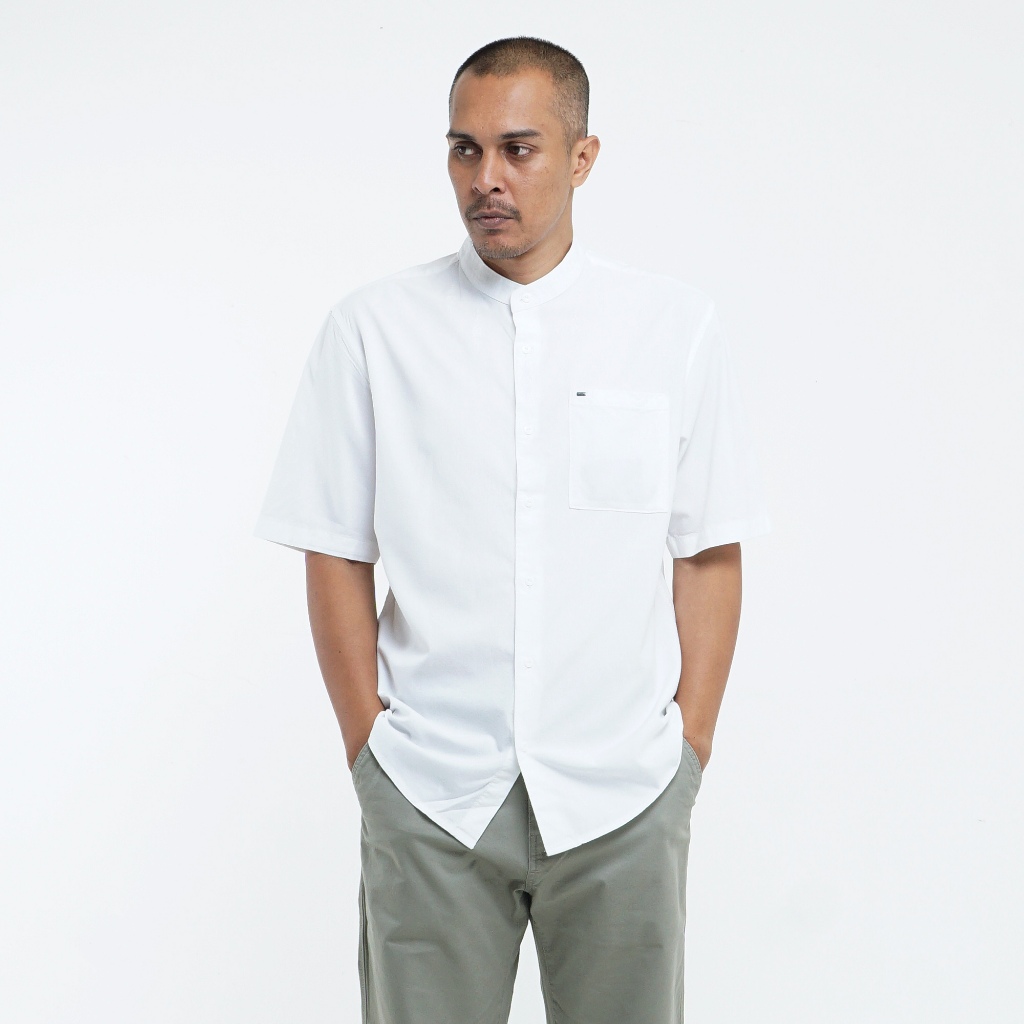 Baju Koko Original MGEE - Baju Koko Lengan Pendek Pria Original MGEE Alfero CKRR 093 White