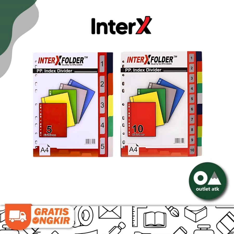 

Inter X Folder PP Index Divider A4/A5/B5 5/10 Tabs Mix Color - Plastik Pembatas Binder Ordner