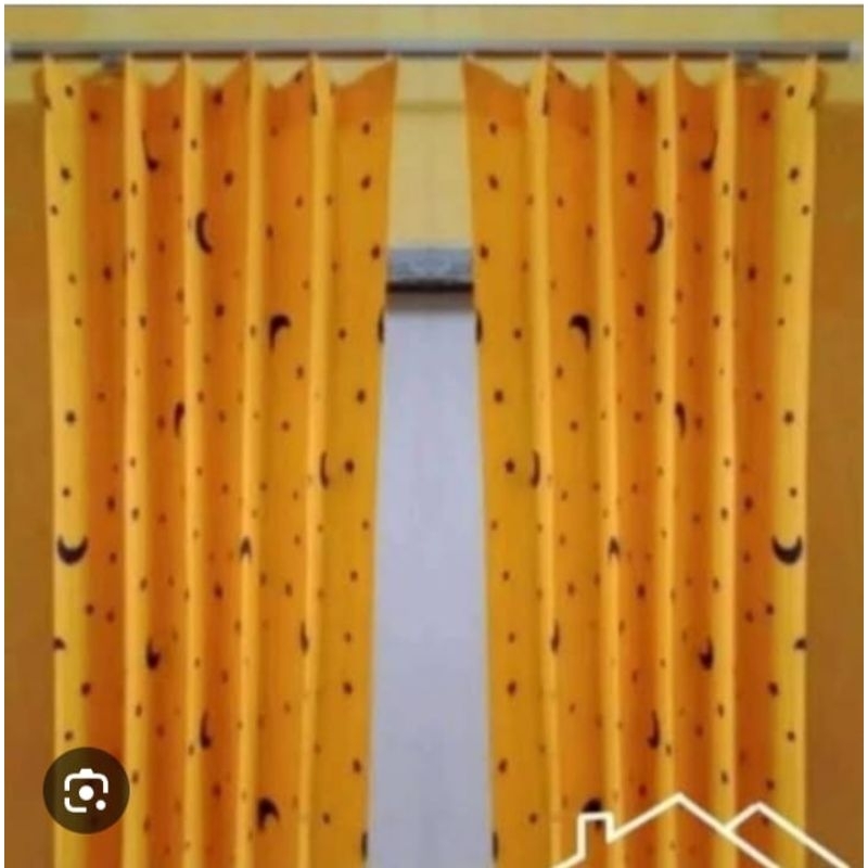 gorden plisket bahan satin. gorden plisket bulan bintang. gorden jendela pintu minimalis